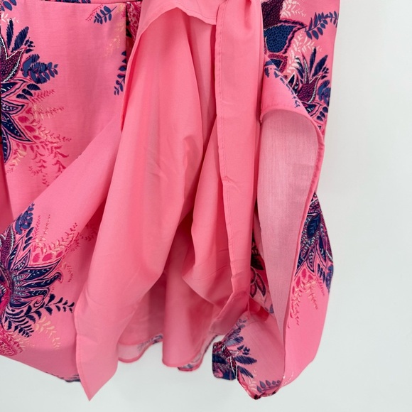 LOFT Paisley Corset Seamed Flare Summer Dress in Pink Multi Size 16 - Picture 13 of 15